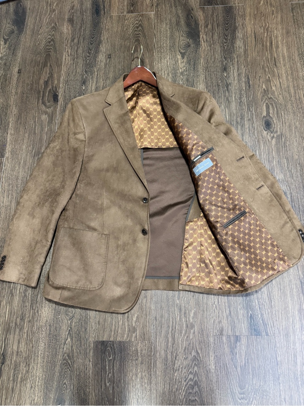 Michael Kors Mens Suede Blazer Sport Coat Sz 44R Tan/Brown Career Business